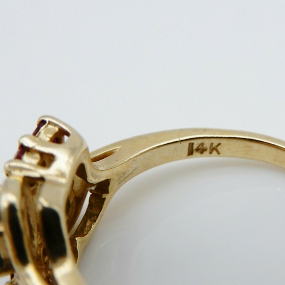 BEAUTIFUL Solid 14k Yellow Gold / Sapphire / Ruby Ladies Ring Size 6 - Picture 4 of 8